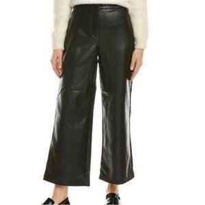 NWT Bagatelle Wide Leg High Rise Black Faux Leather Cropped Pants Size Large